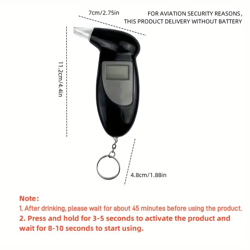 Portable Digital Breathalyzer - Battery-Free BAC Tester