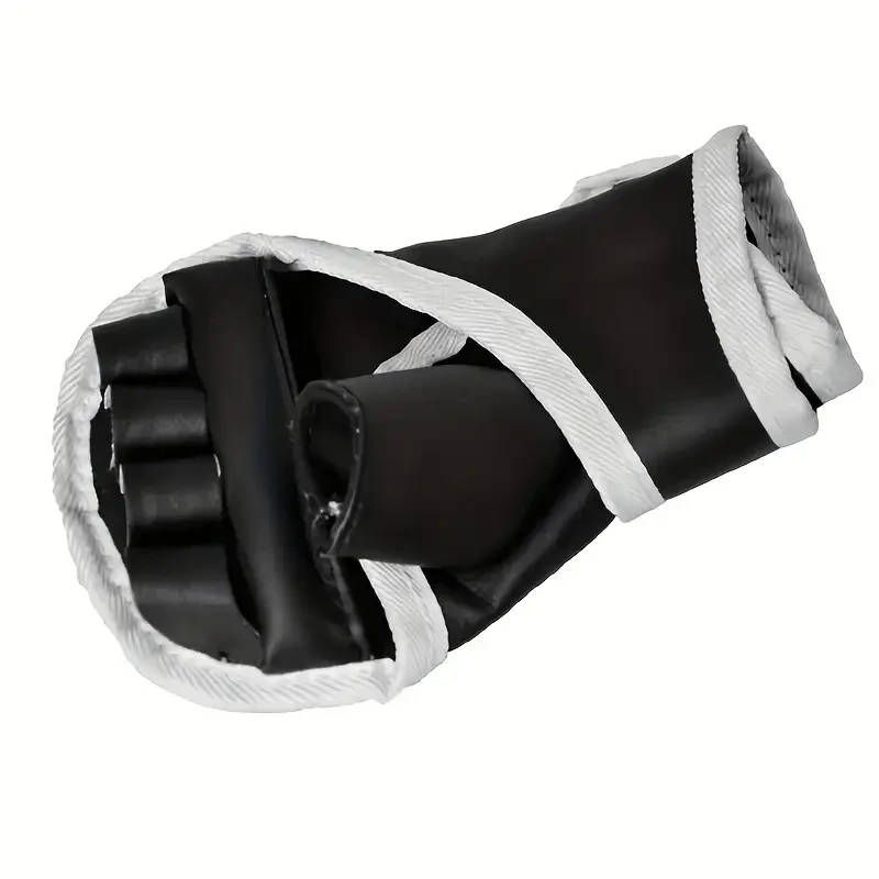 Adult Black Half-Finger Boxing Gloves for Sanda Training