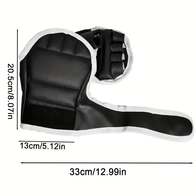 Adult Black Half-Finger Boxing Gloves for Sanda Training