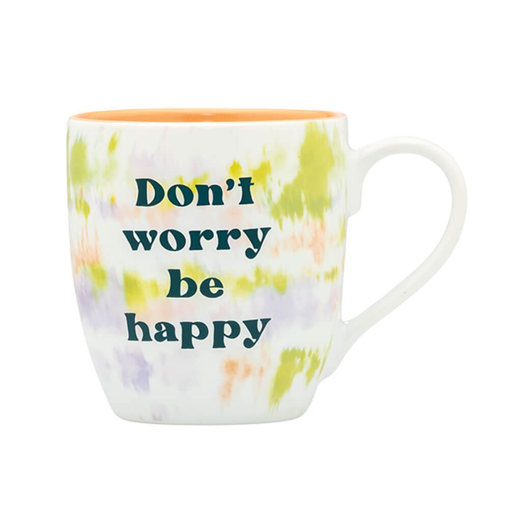 Blurred Don't Worry Be Happy Tie Dye Mug