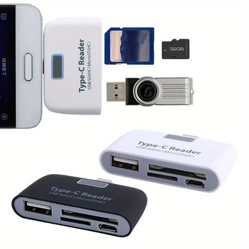 Multifunctional Smart 4-in-1 USB 3.1 Type C Adapter and OTG Card Reader