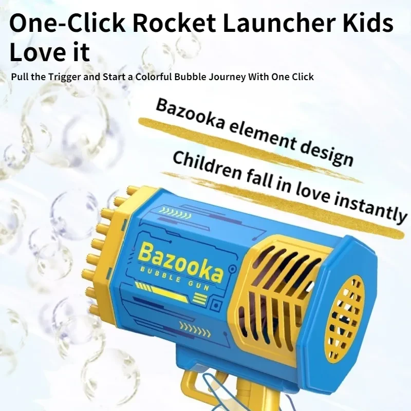 Bubble Gun Rocket 69 Holes Soap Bubbles Machine
