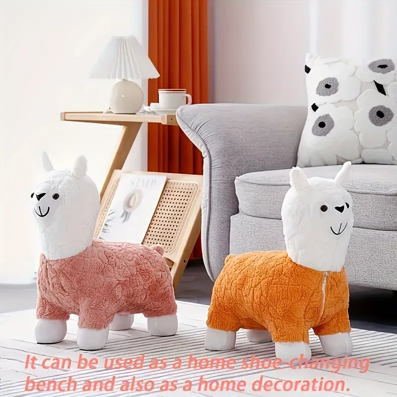 Charming Alpaca-Shaped Wooden Stool - Perfect for Living Room, Office, and Birthday Gifts