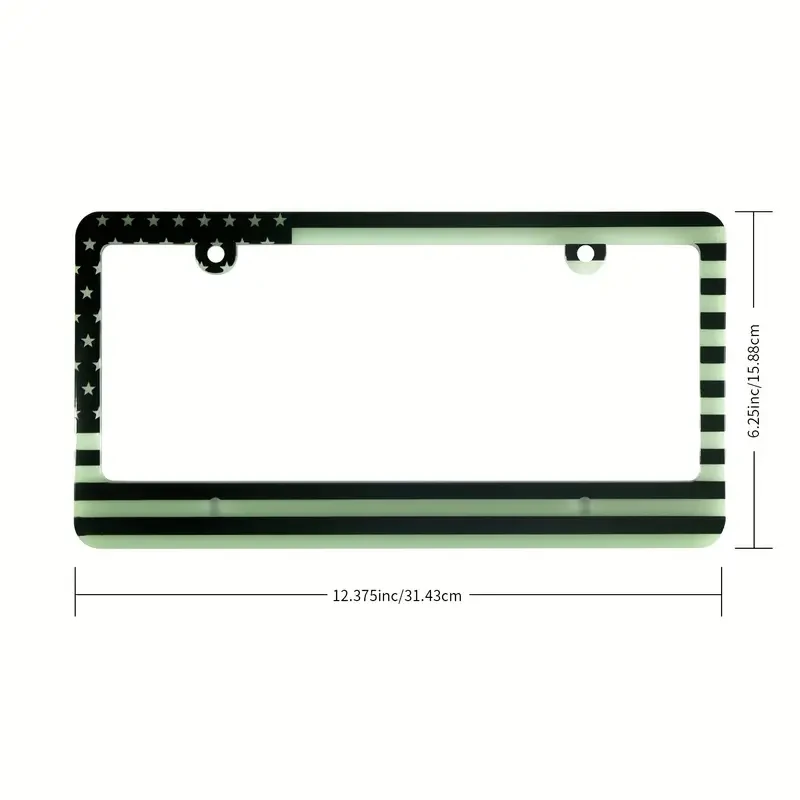 Glow in the Dark License Plate Frame with Flag Design