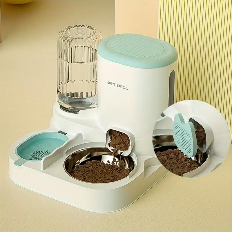 Automatic Cat Water Fountain and Food Dispenser