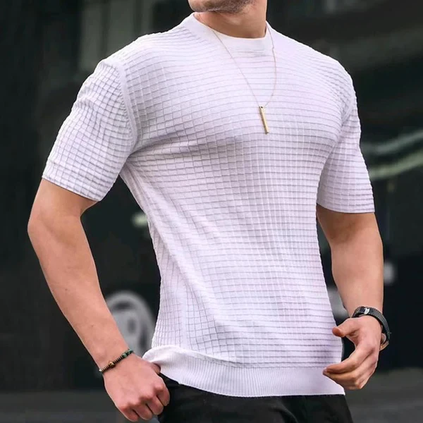 Casual Round Neck Waffle T-Shirt
