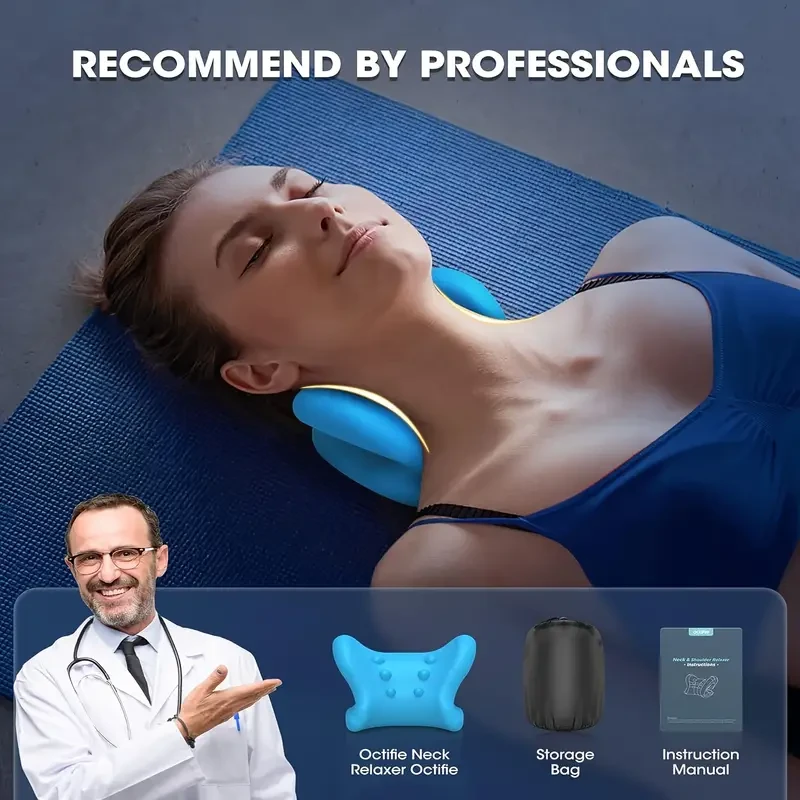 Ergonomic Neck Stretcher for Pain Relief - Cervical Traction and Spinal Correction Pillow