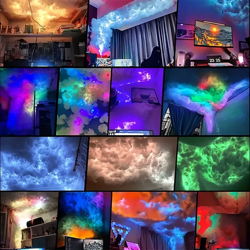 3D Thunder Cloud LED Light - 4.88m Colorful Atmosphere Night Light