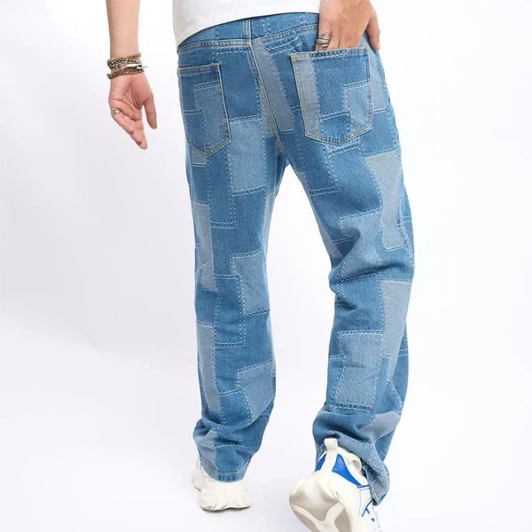 Vintage Plaid Loose Wide Leg Pants Floor Mopping Jeans