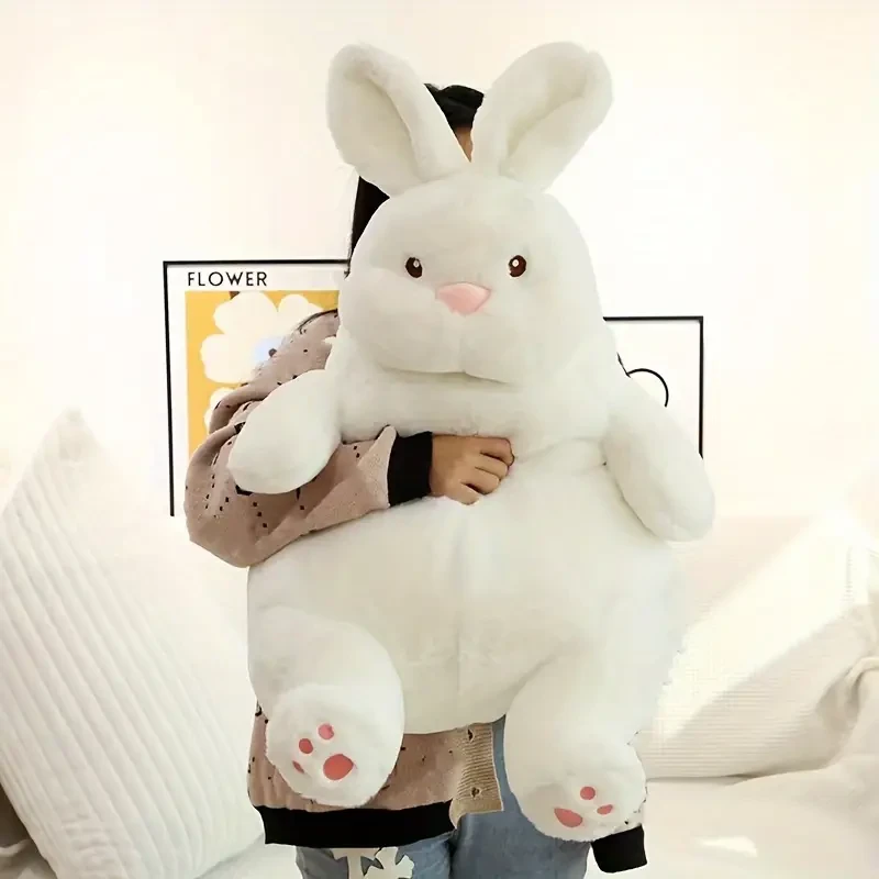 65cm/23.6in Cute Big White Rabbit Lazy Rabbit Plush Doll Soft Cloth Doll Soothing Toy