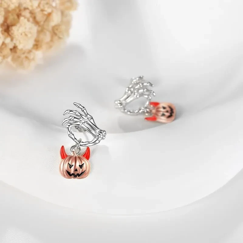 Ghost Hand Pumpkin Head Earrings