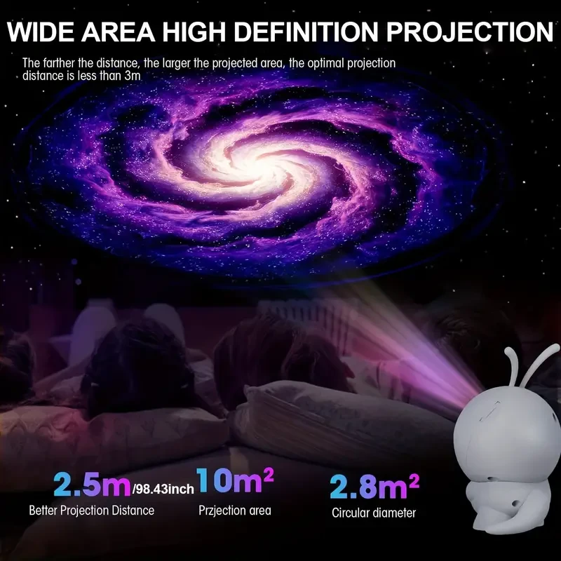 Monster Galaxy Star Projector Lamp - 6 Patterns, 360 Rotatable