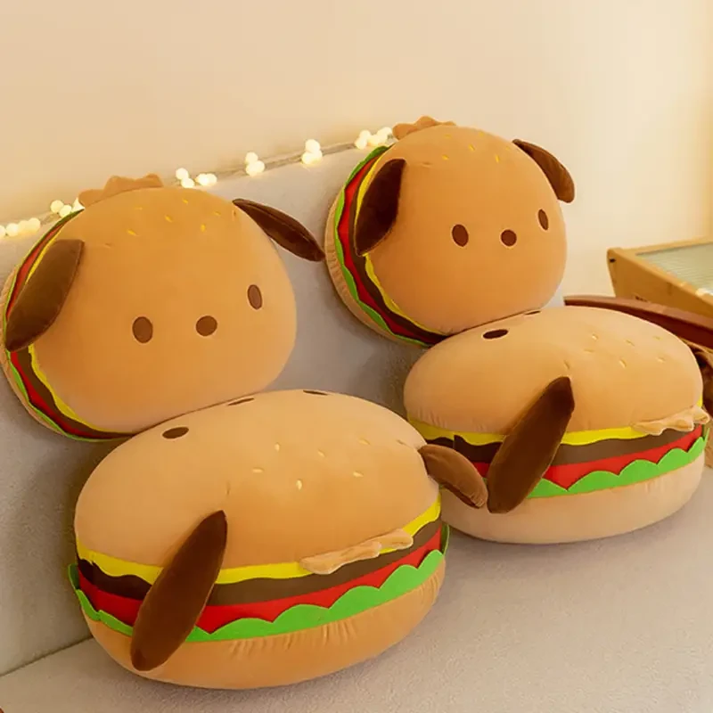 Adorable Cartoon Puppy Hamburger Plush Toy