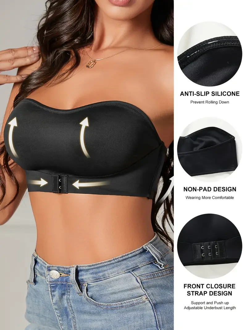 Front Buckle Strapless Bra