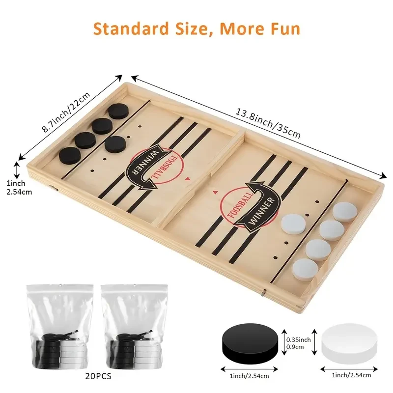 Fast Puck Game, Sling Puck Game, Winner Wooden Board Game