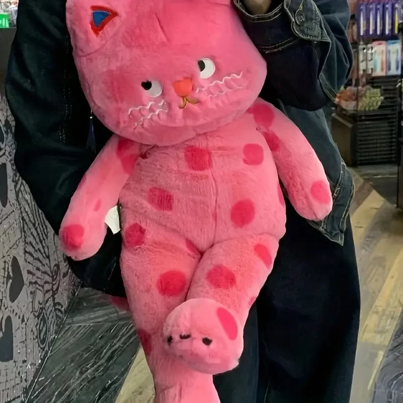 60cm/23.62in Big Pink And Black Cute Polka Dot Cat Plush Toy
