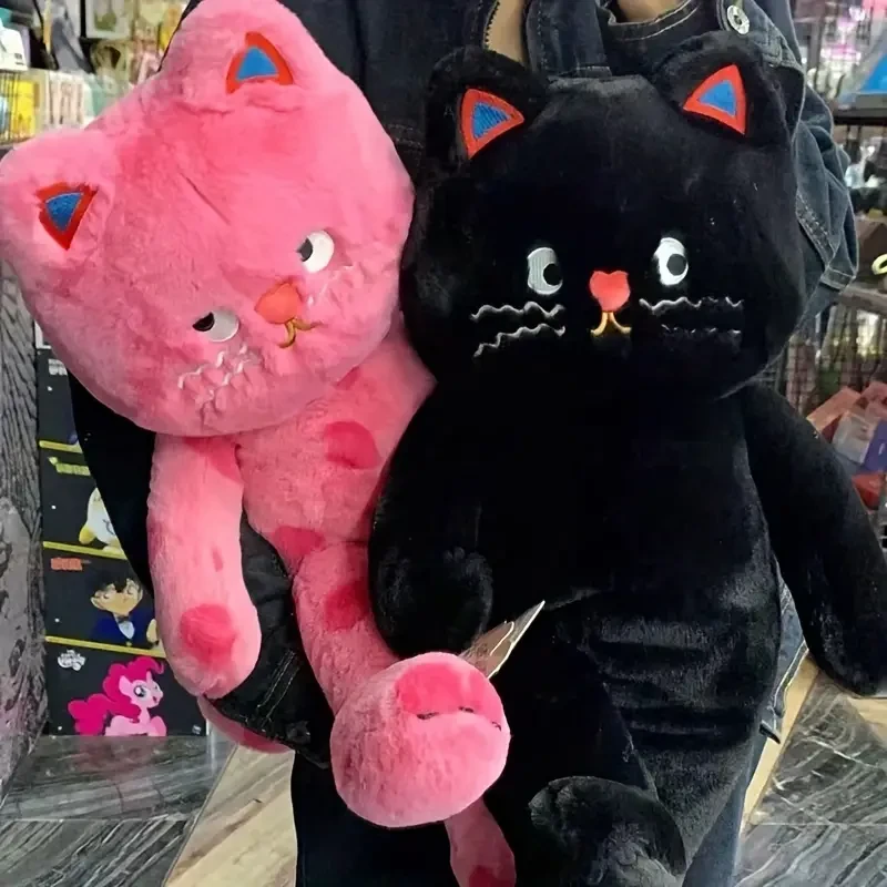 60cm/23.62in Big Pink And Black Cute Polka Dot Cat Plush Toy