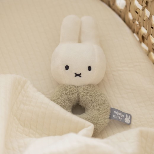Miffy Fluffy Ring Rattle Green