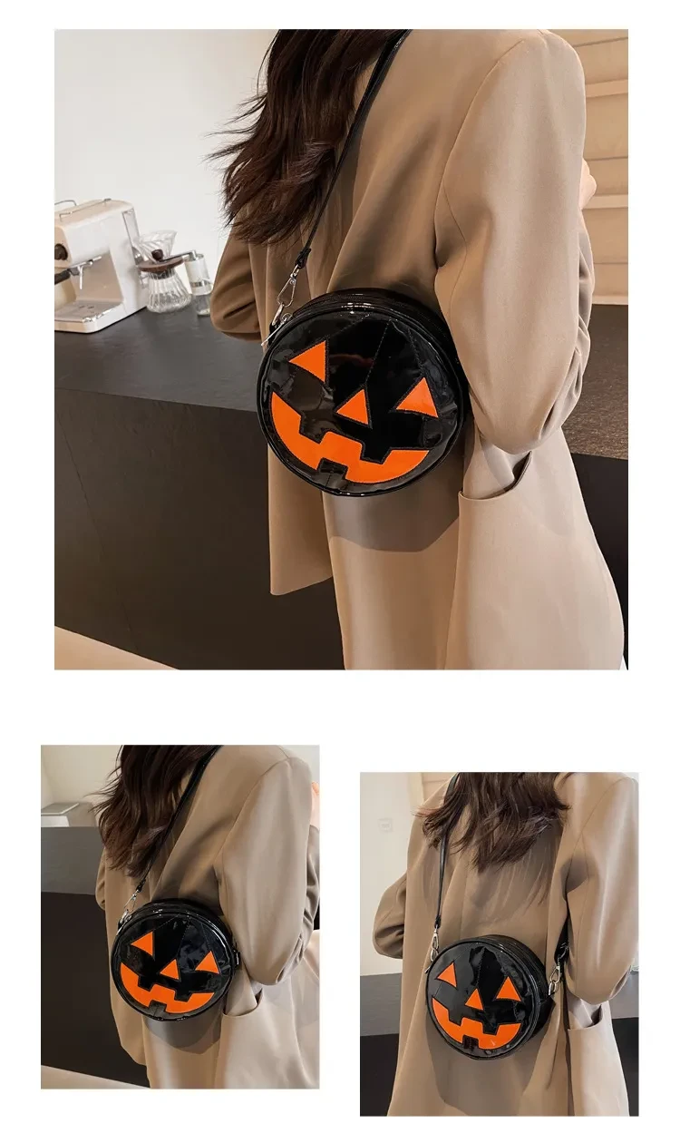 Halloween Pumpkin Small Round Bag Girls