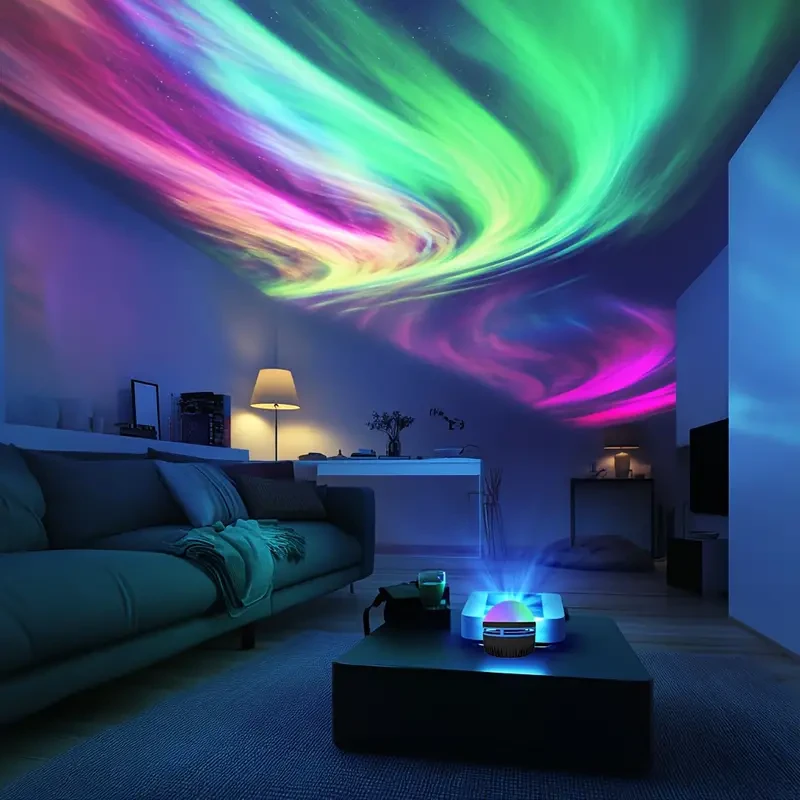 Aurora & Galaxy Star Projector Lamp with Multi-Color Remote and USB