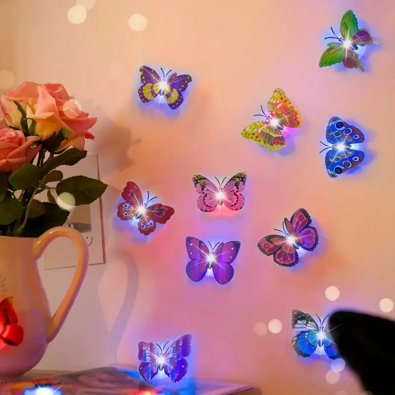 3D Glowing Double-Layered Wing Butterfly Home Decoration with Adhesive Back