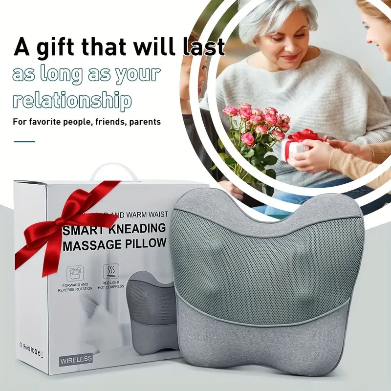 Ergonomic Shiatsu Massage Pillow with Deep Kneading and Heat