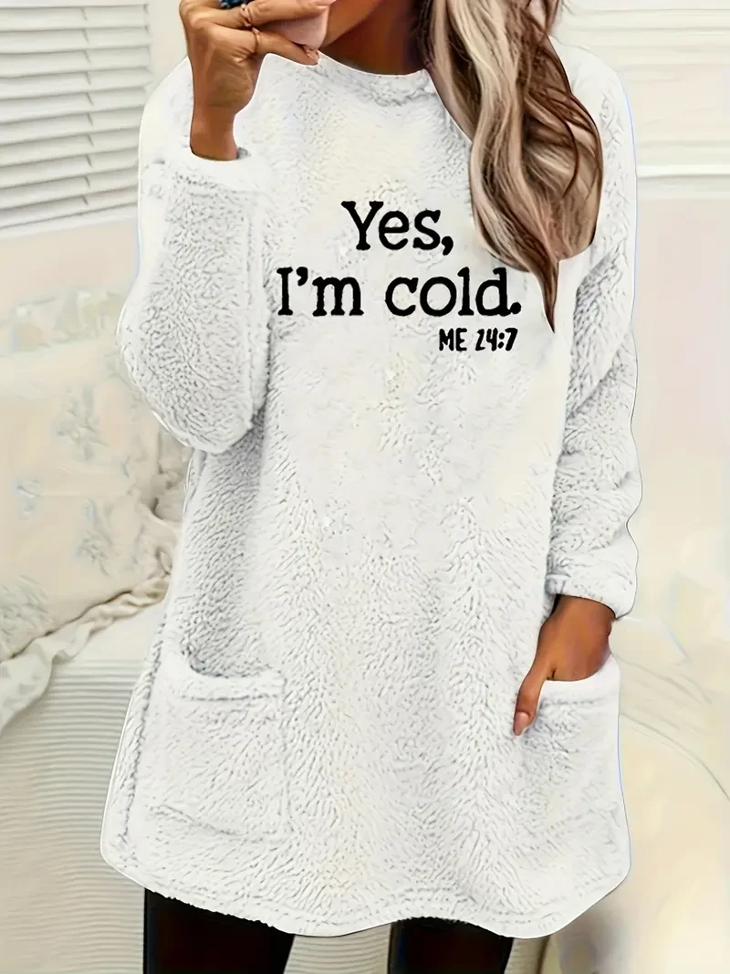 Cozy Cold Print Fleece Pullover Sweatshirt