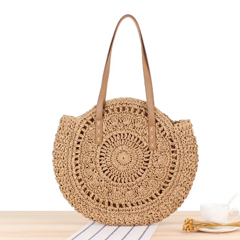 Straw Summer Round Shoulder Bag