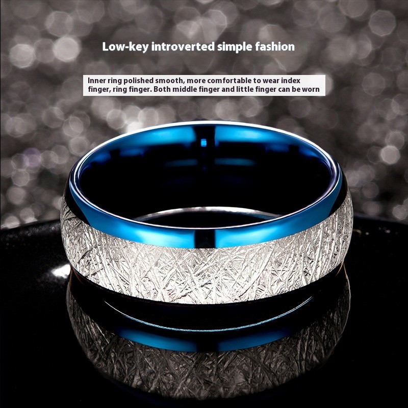 Tungsten Steel Fog Pattern Ring Men's Simple Ring Shank