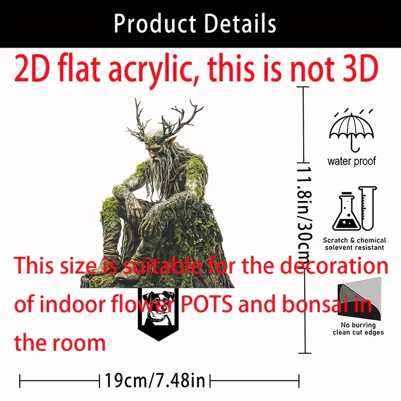 Enchanting Forest King Acrylic Garden Stake 11.8" x 7.48"