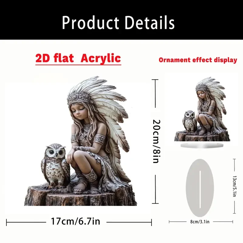 Vibrant 1-Piece Boho Chic Indian and Owl Figurine