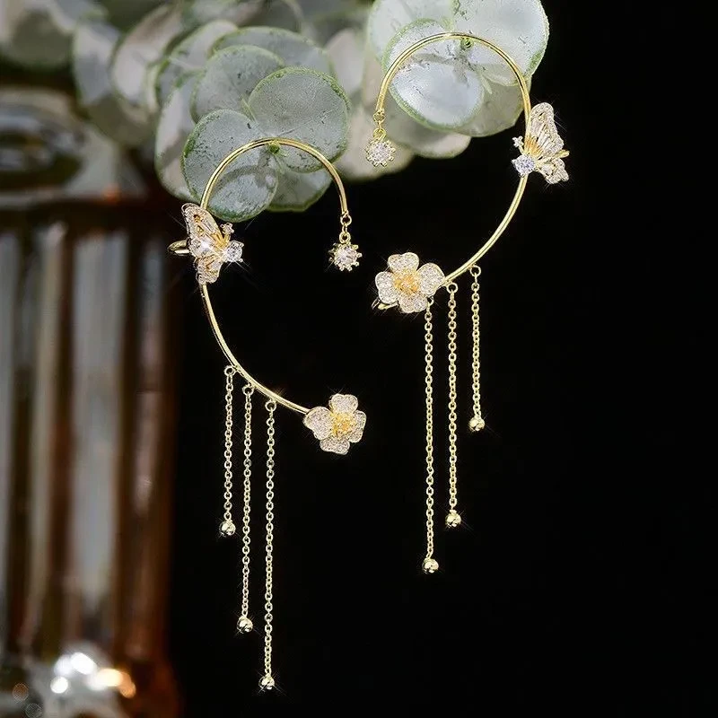 Butterfly tassel style earrings