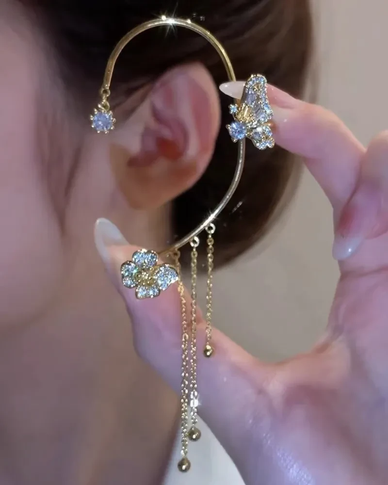 Butterfly tassel style earrings