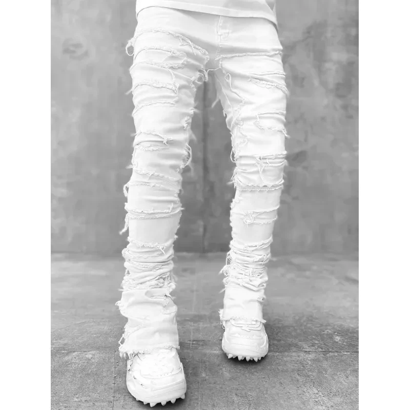 Men's Patched Stacked Jeans