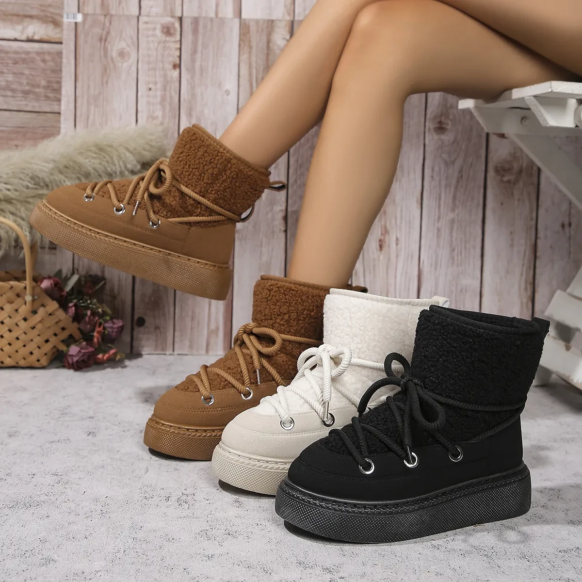 Fashion Lace-up Winter Snow Boots for Women