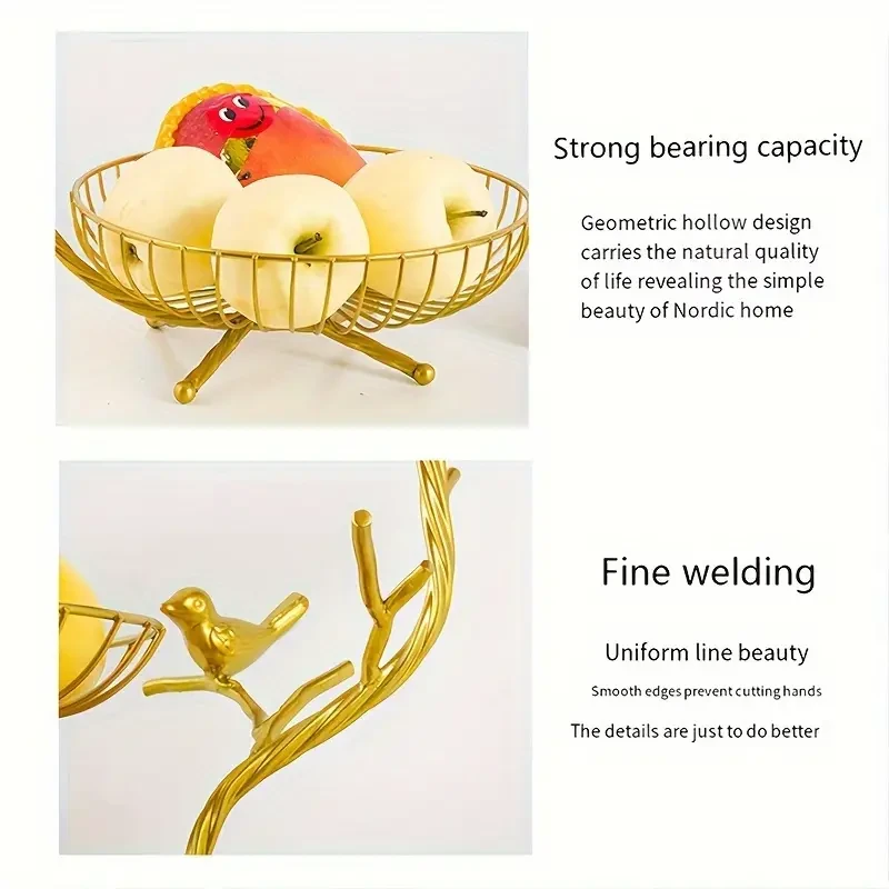 Golden 3-Tier Decorative Metal Fruit Basket