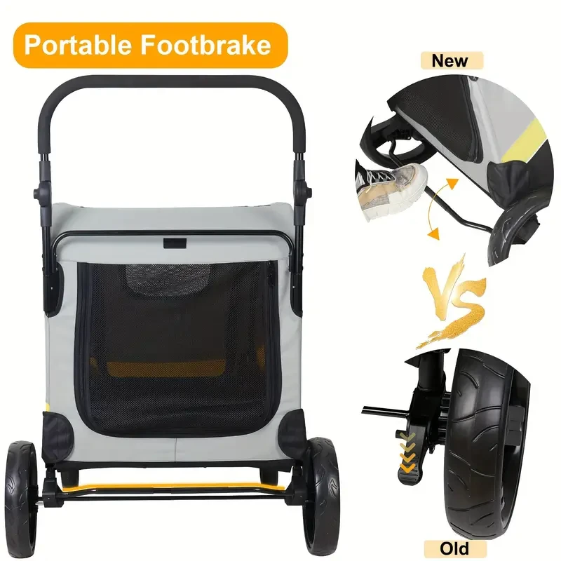 4 Wheels Pet Travel Stroller - Foldable Dog & Cat Pushchair