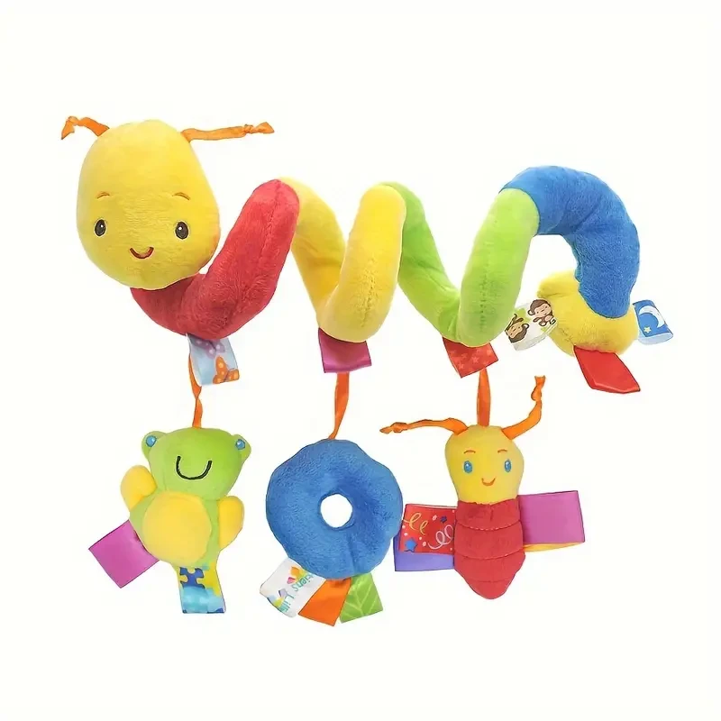 Adorable Spiral Plush Ribbon Stroller Toy with Bell