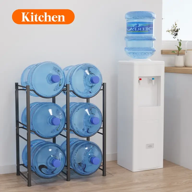 5 Gallon Water Jug Holder - 3 Tier Heavy Duty Water Dispenser Rack with 6 Slots