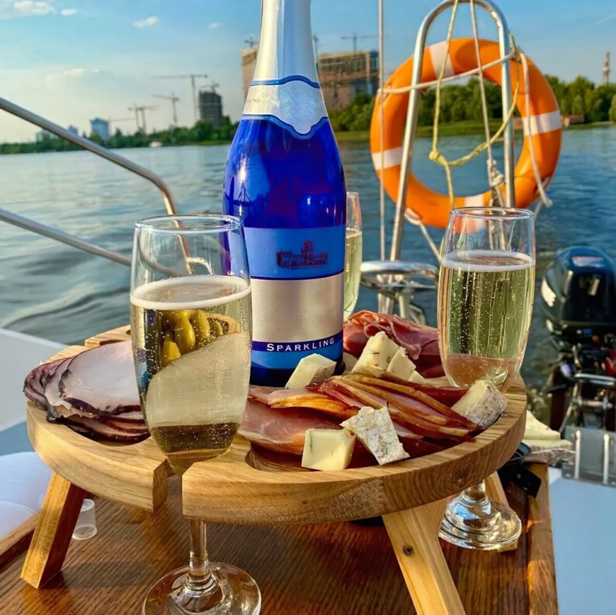 Wooden Handmade Picnic Table & Glass Holder