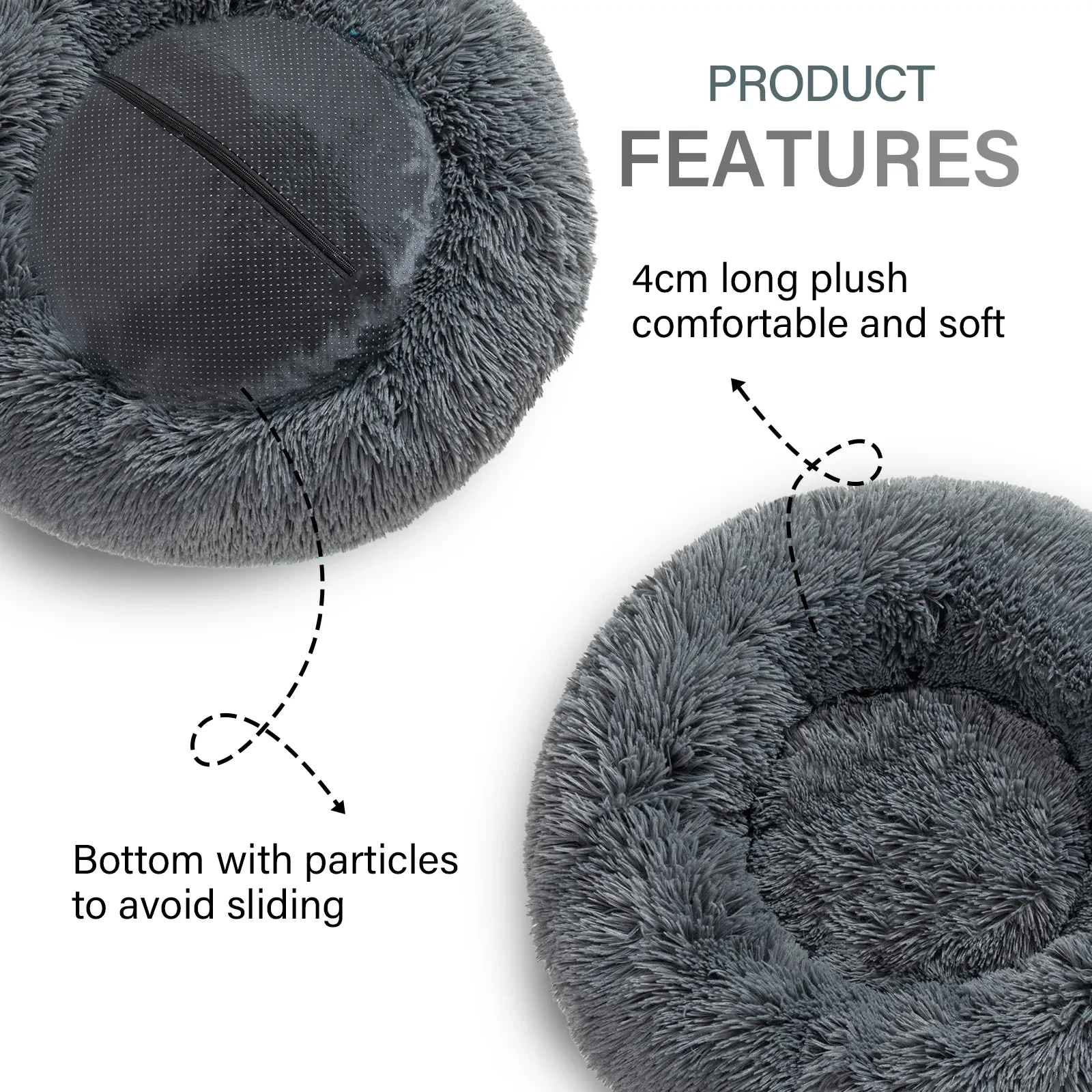 Fluffy Donut Dog Bed Warm Soft Long Plush