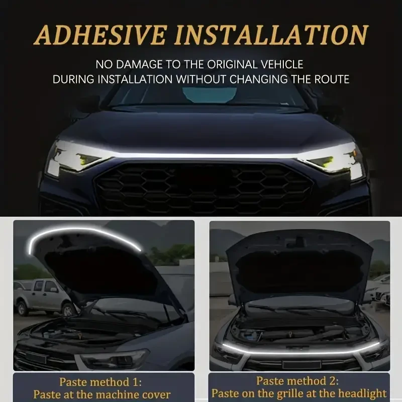LED Light Strips for Trucks - Hood Grille Ambient Lights with Scanning Function