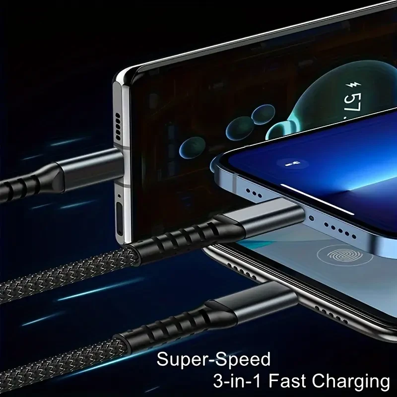 OLISHEN 100W 3-in-1 Fast Charging Cable