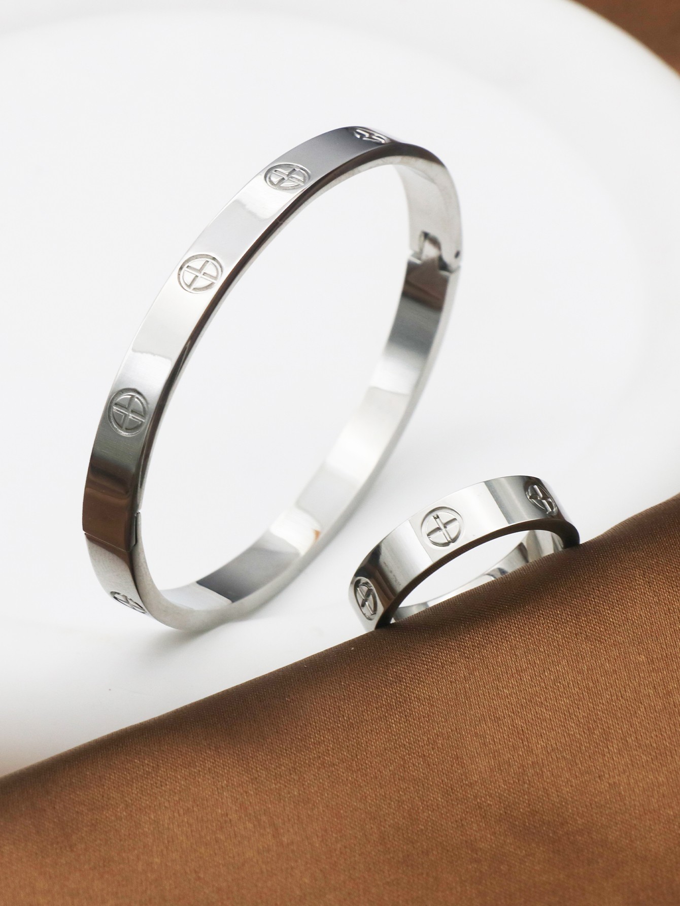 6mm Width Fashion Design Couple Bracelets & Bangles Set for Women Men