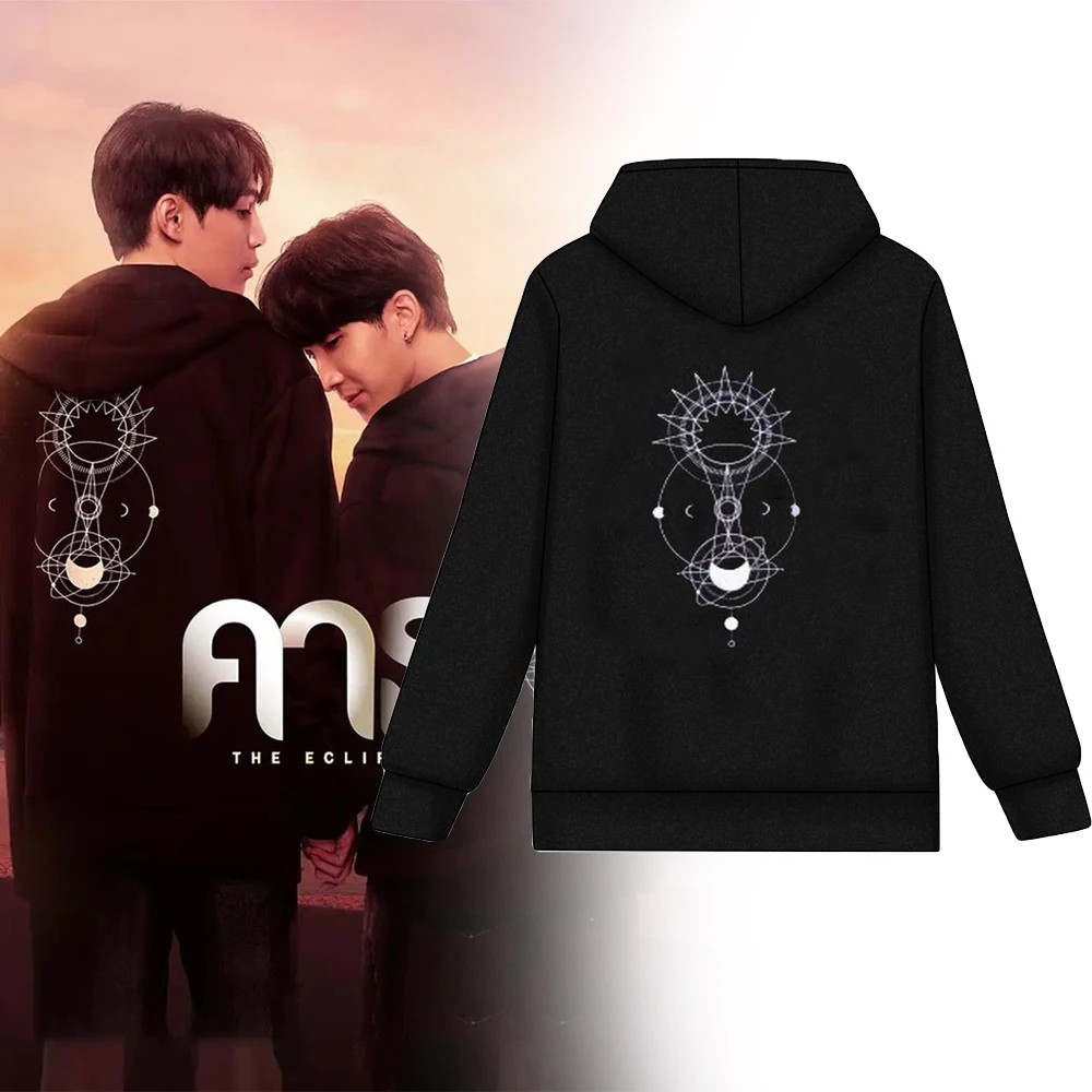 TV Series  The Eclipse First Khaotung Cosplay Black Hoodie Unisex Adult Sweatshirt Coat Winter Warm Pullover Lovers Costume