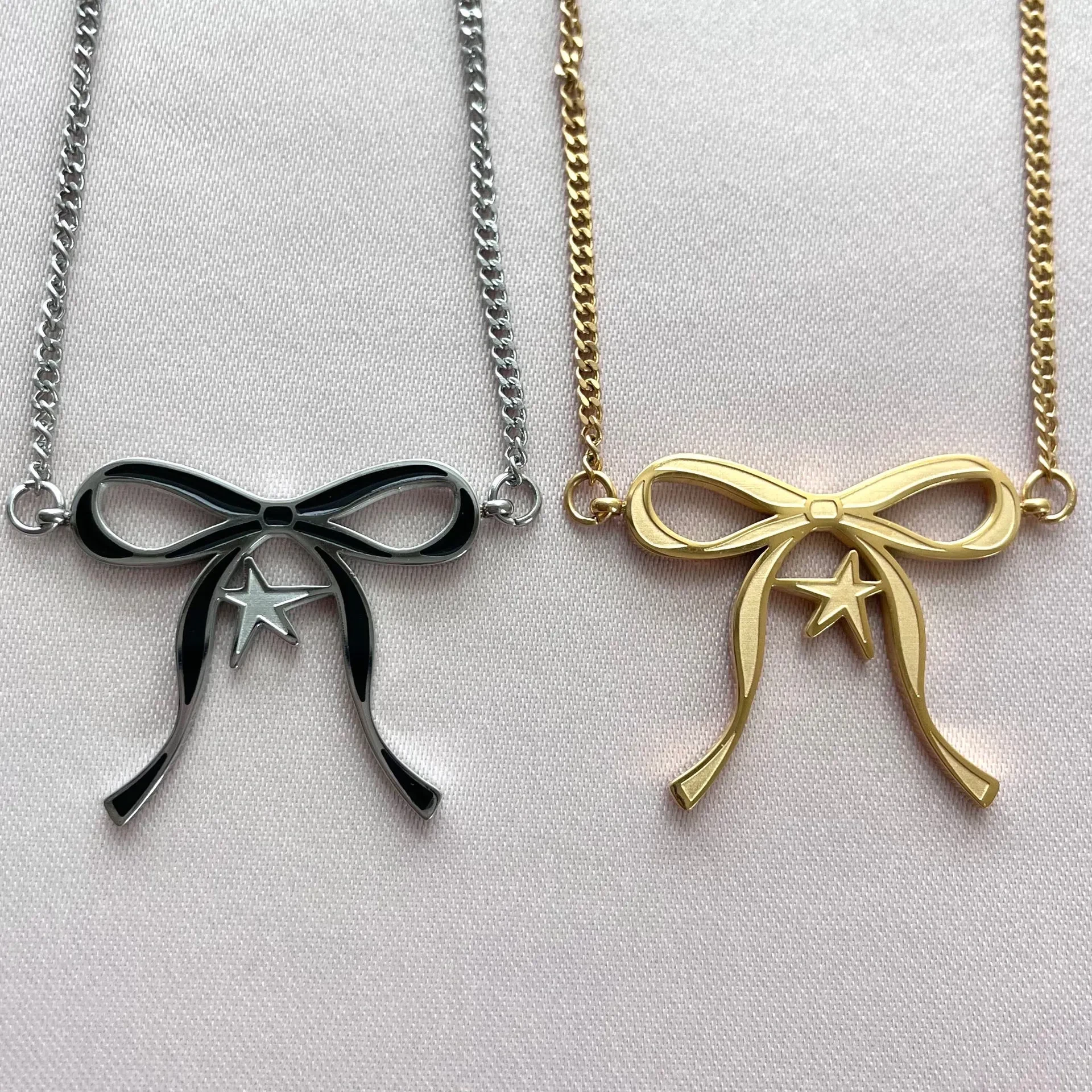 Double-sided Dripping XINGX Bowknot Necklace Gentleman Bow Tie Color Retaining Earrings