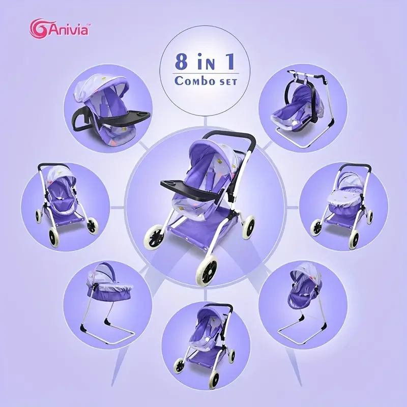 Anivia 2-in-1 Doll Bed & Swing Set for 45.72cm Youngsters Dolls - Includes Bottom Tray, Perfect Gift for Youngsters