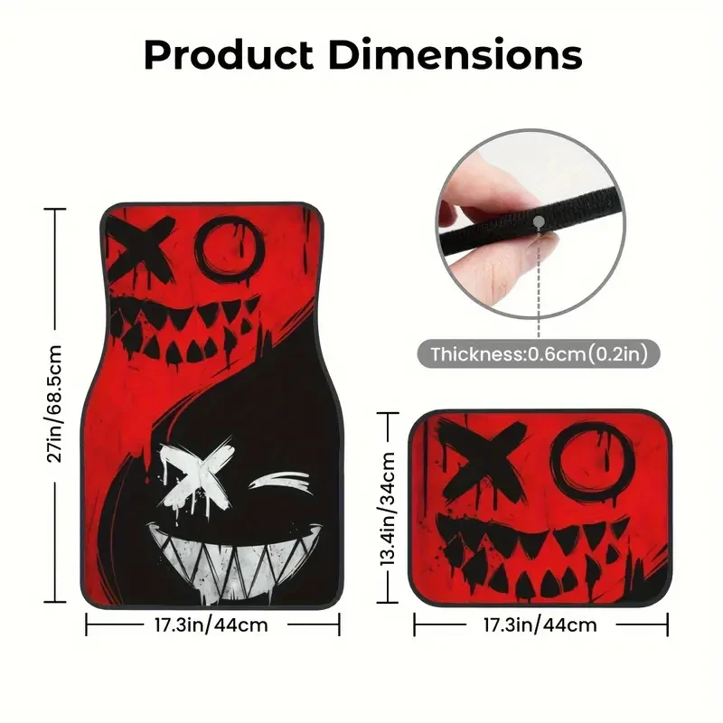 Anime 4pcs Car Floor Mats - Universal Fit, Durable Rubber Protection