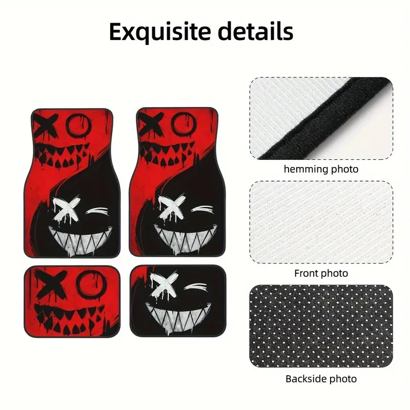 Anime 4pcs Car Floor Mats - Universal Fit, Durable Rubber Protection