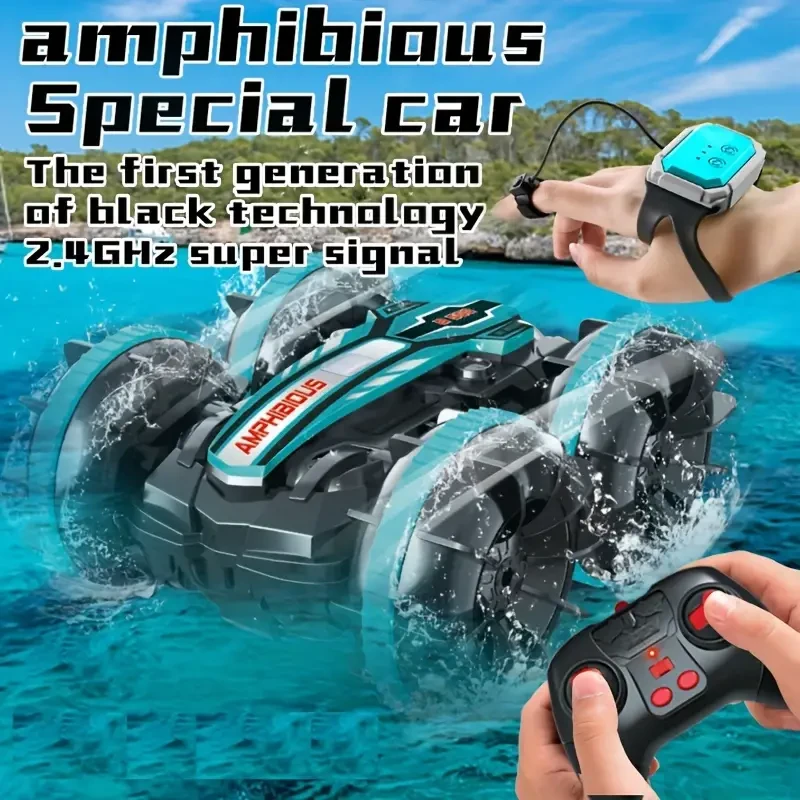 Amphibious 4WD Stunt RC Car - 360 Rotation, Gesture Control, All-Terrain